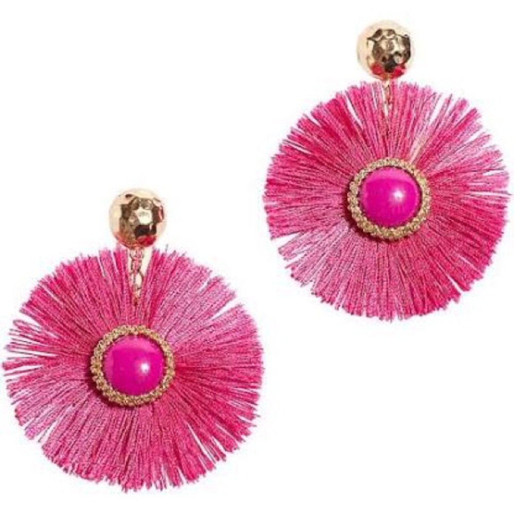 Lilly Pulitzer Fan-Tastic Earrings Pink Tropics - Picture 1 of 6